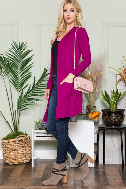Celeste Full Size Open Front Cardigan with Pockets Shirt Apparel Celeste Clothing Tops Ship from USA Shirts USA Women Trendsi https://www.cyberehub.com