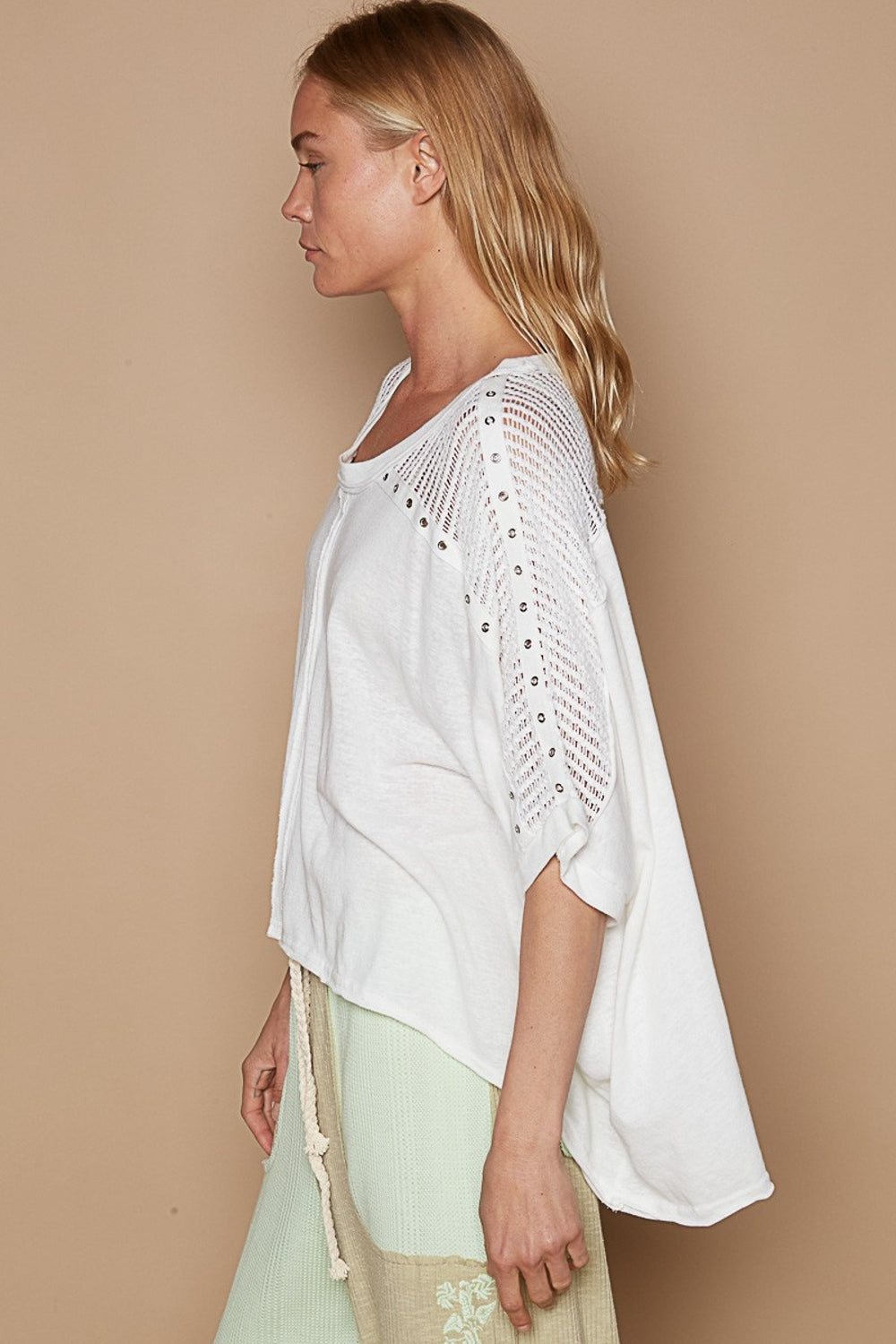 POL Eyelet Detail Studded High-Low Top Apparel/Tops POL Ship from USA TikTok Tops Trendsi USPS Walmart Walmart Apparel Trendsi https://www.cyberehub.com