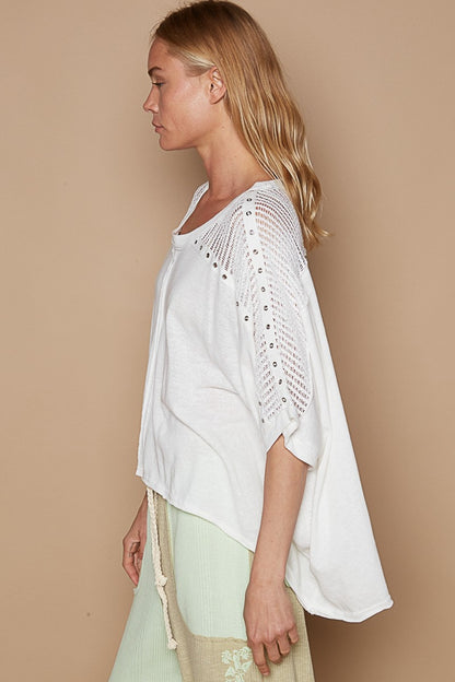 POL Eyelet Detail Studded High-Low Top Apparel/Tops POL Ship from USA TikTok Tops Trendsi USPS Walmart Walmart Apparel Trendsi https://www.cyberehub.com