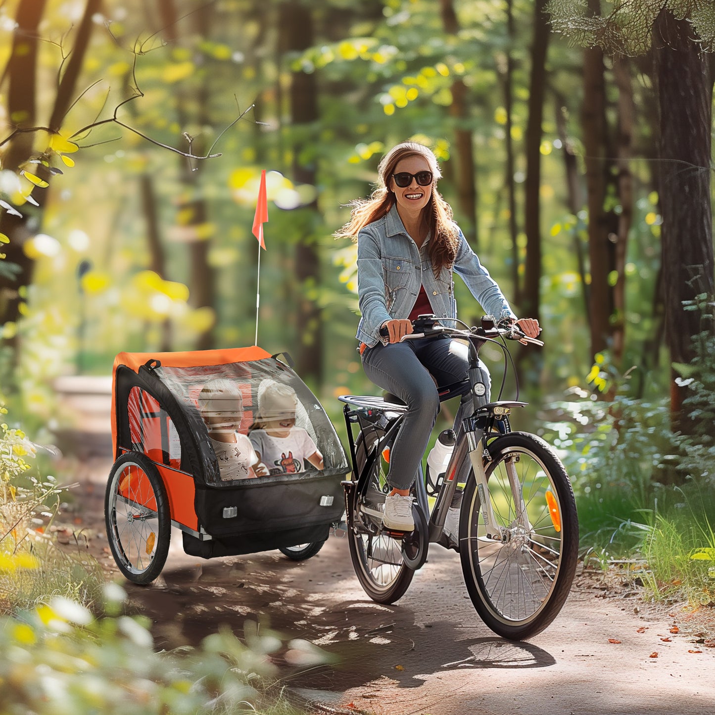 Aosom 2-Seat Child Bike Trailer for Kids with a Strong Steel Frame, 5-Point Safety Harnesses, & Comfortable Seat, Orange Car Giga GNJ Toys Walmart Giga https://www.cyberehub.com