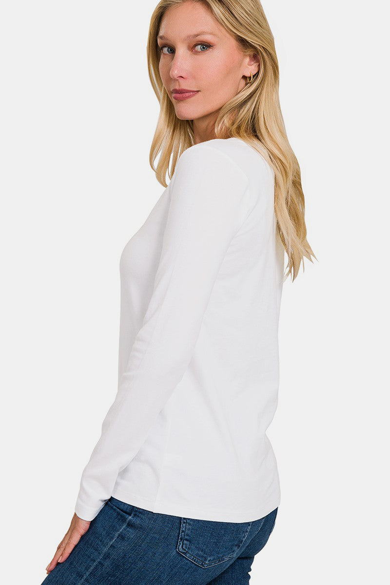 Zenana Full Size V-Neck Long Sleeve T-Shirt Apparel/Tops Ship from USA TikTok Tops Trendsi USPS Walmart Walmart Apparel Zenana Trendsi https://www.cyberehub.com