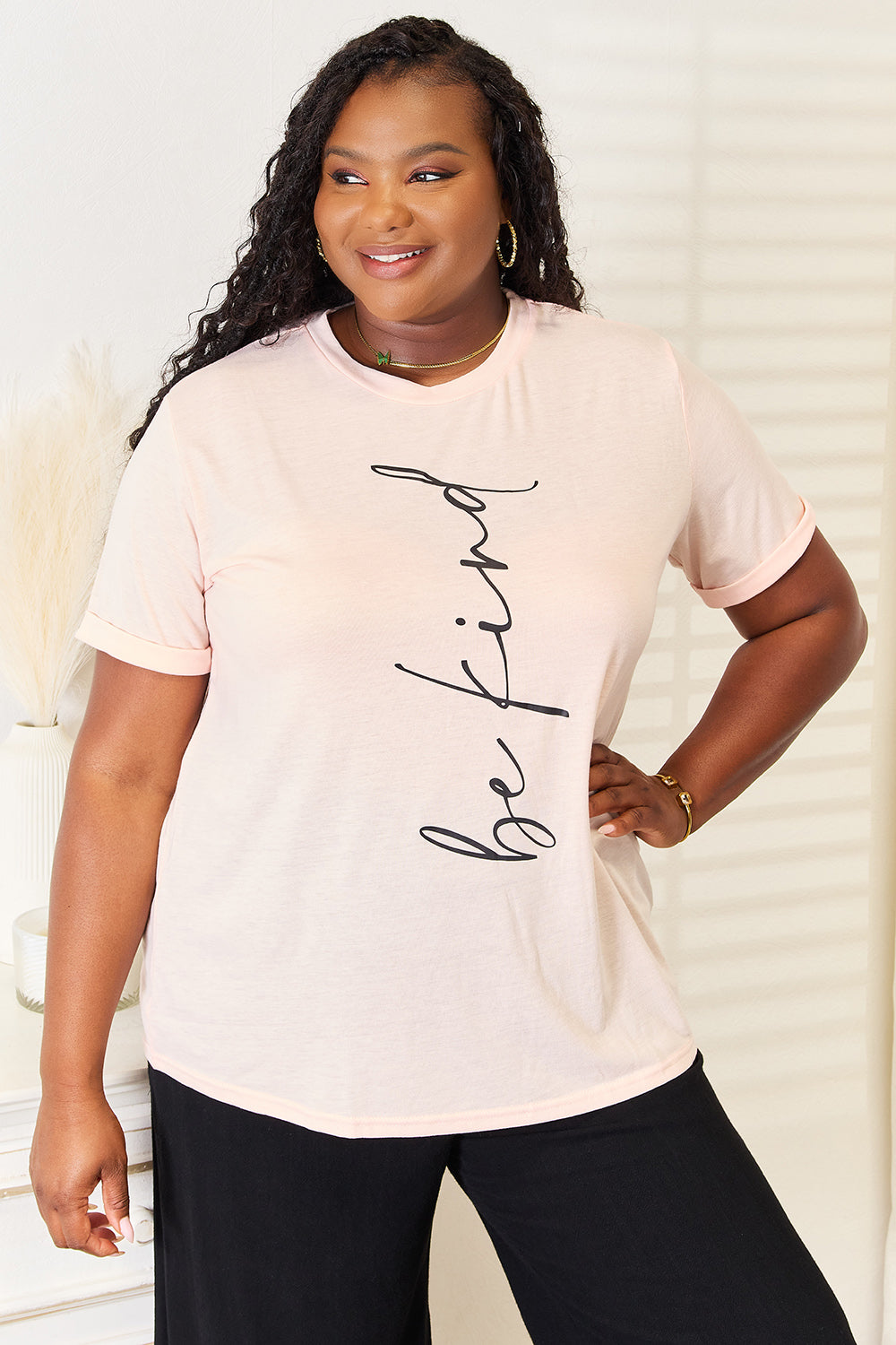 Simply Love BE KIND Graphic Round Neck T-Shirt Watermelon pink Apparel/Tops Memorial Day Sale Ship from USA Simply Love TikTok Tops Trendsi USPS Walmart Walmart Apparel Trendsi https://www.cyberehub.com