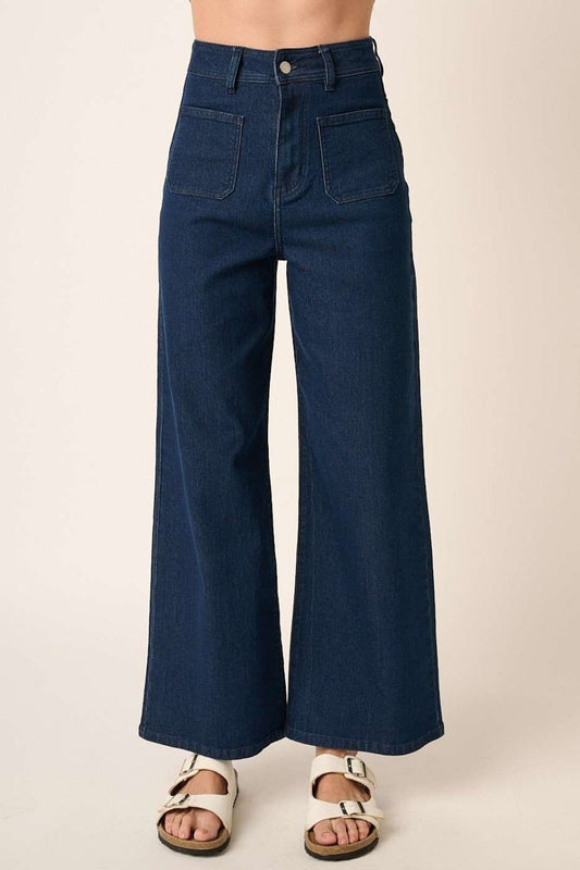 Mittoshop High Waist Wide Leg Jeans Indigo Bottoms Bottoms Clothing Mittoshop Ship from USA Women Trendsi https://www.cyberehub.com
