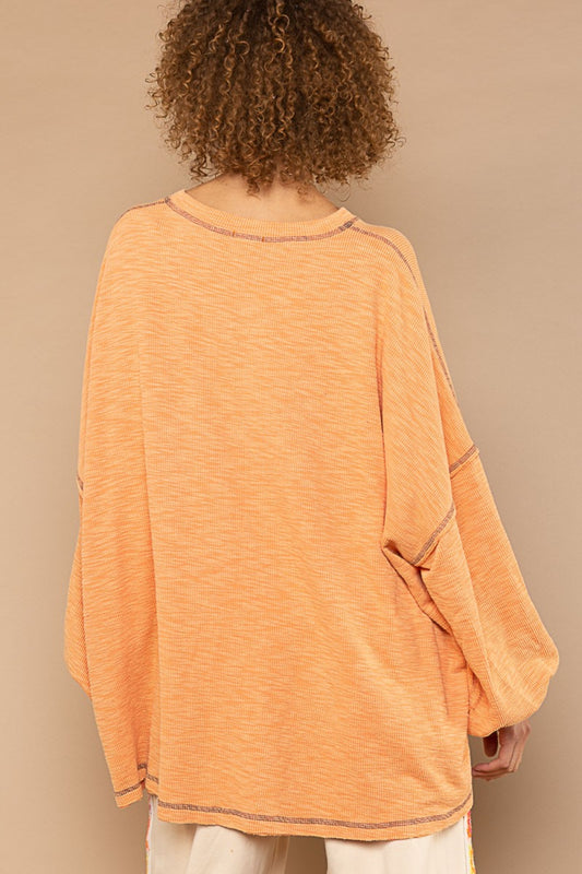 POL Exposed Seam Round Neck Long Sleeve Top Apparel/Tops POL Ship from USA TikTok Tops Trendsi USPS Walmart Walmart Apparel Trendsi https://www.cyberehub.com