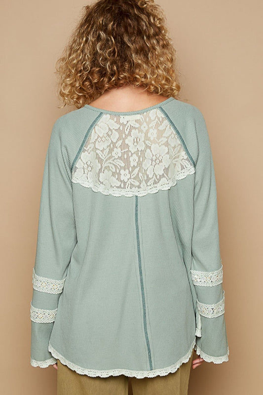 POL Round Neck Long Sleeve Lace Trim Thermal Top Tops/Jackets/Sweaters Clothing Tops POL Ship from USA TikTok Trendsi USPS Walmart Trendsi https://www.cyberehub.com