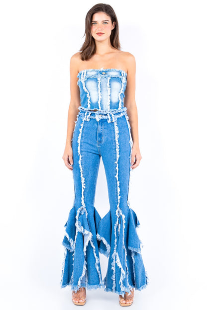 American Bazi Frayed Edge Denim Corset Top Tops/Jackets/Sweaters American Bazi Clothing Tops Ship from USA TikTok Trendsi USPS Walmart Trendsi https://www.cyberehub.com