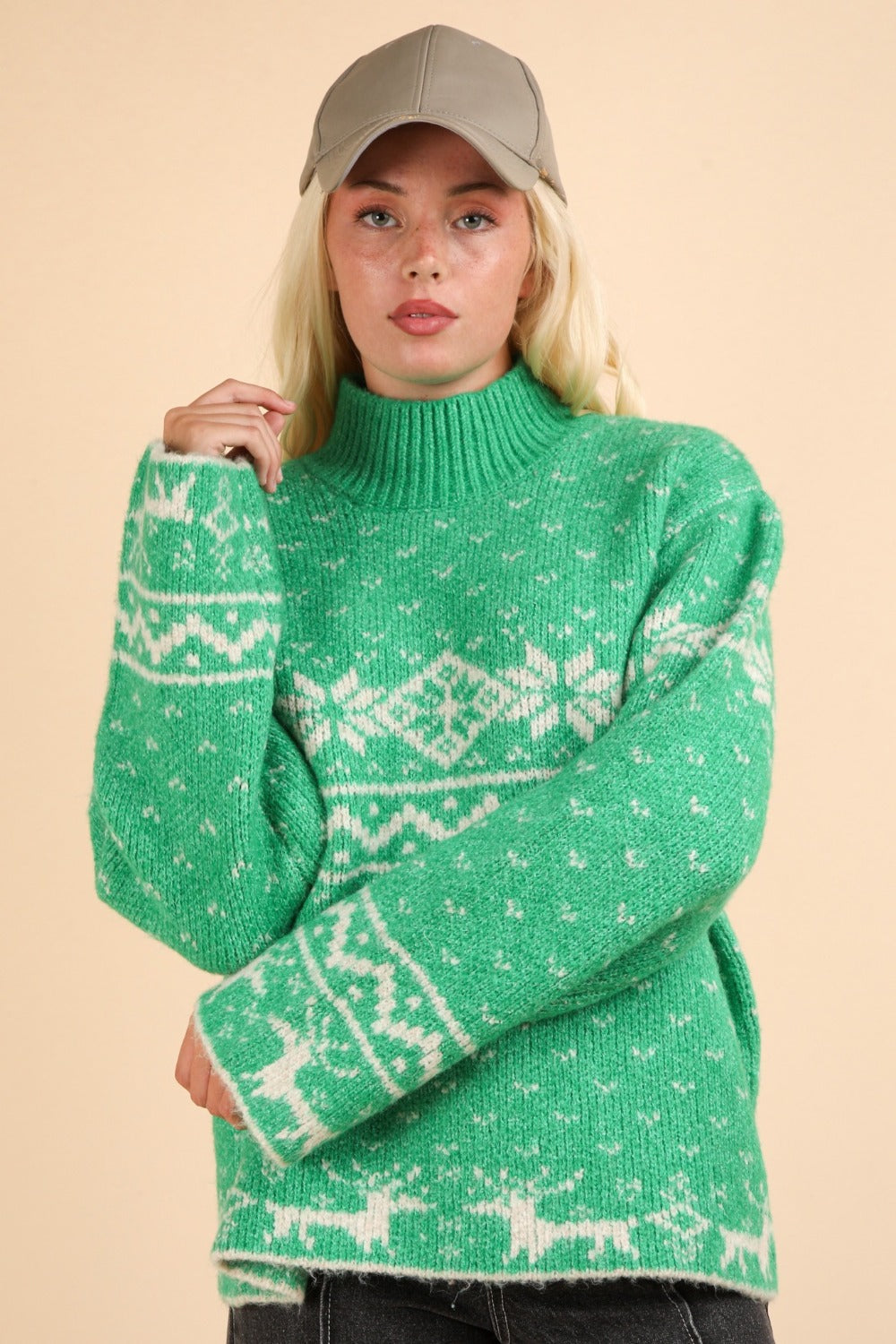 VERY J Christmas Element Mock Neck Long Sleeve Sweater Tops/Jackets/Sweaters Clothing Tops Ship from USA TikTok Trendsi USPS VERY J Walmart Trendsi https://www.cyberehub.com