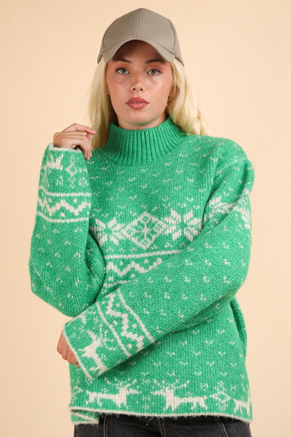 VERY J Christmas Element Mock Neck Long Sleeve Sweater Tops/Jackets/Sweaters Clothing Tops Ship from USA TikTok Trendsi USPS VERY J Walmart Trendsi https://www.cyberehub.com