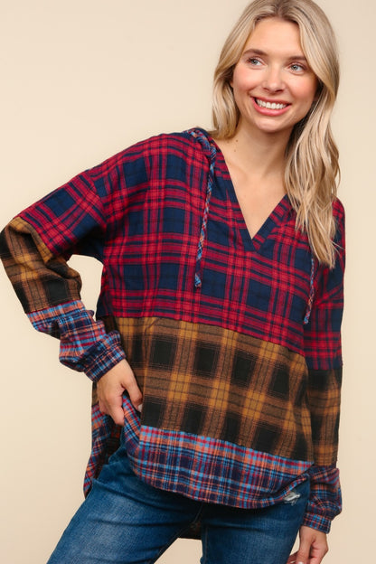 Haptics Plaid Edge Cut Detail Hooded Top Tops/Jackets/Sweaters Clothing Tops Haptics Ship from USA TikTok Trendsi USPS Walmart Trendsi https://www.cyberehub.com