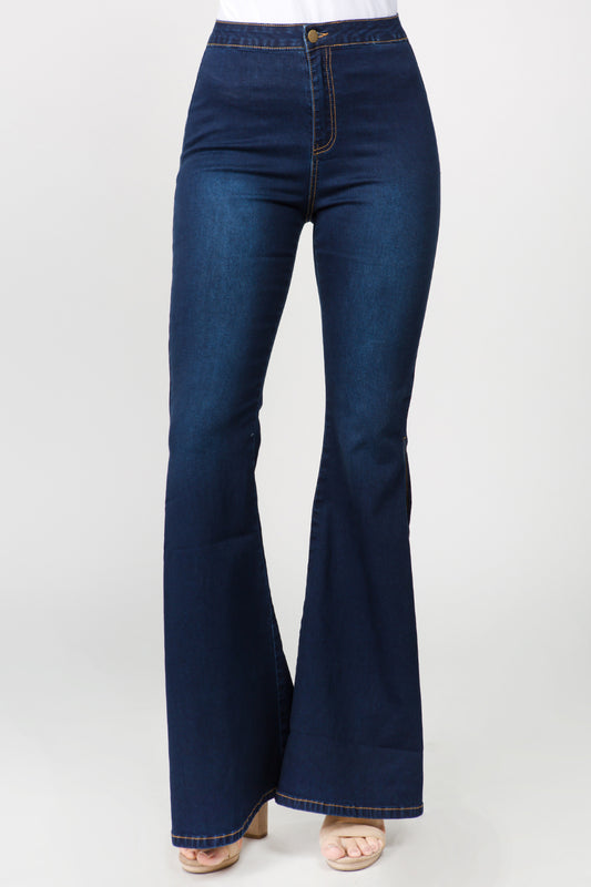 American Bazi Side Slit Flare Jeans DK Blue Bottoms American Bazi Bottoms Clothing Pants Ship from USA Women Trendsi https://www.cyberehub.com