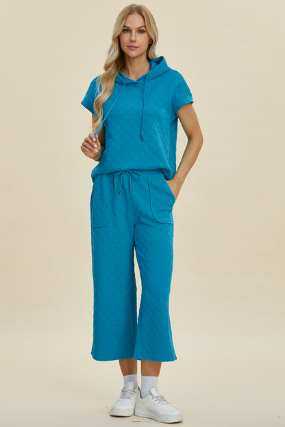 Double Take Full Size Texture Drawstring Short Sleeve Hoodie and Pocketed Pants Set Tops/Jackets/Sweaters Clothing Tops Double Take Ship from USA TikTok Trendsi USPS Walmart Trendsi https://www.cyberehub.com