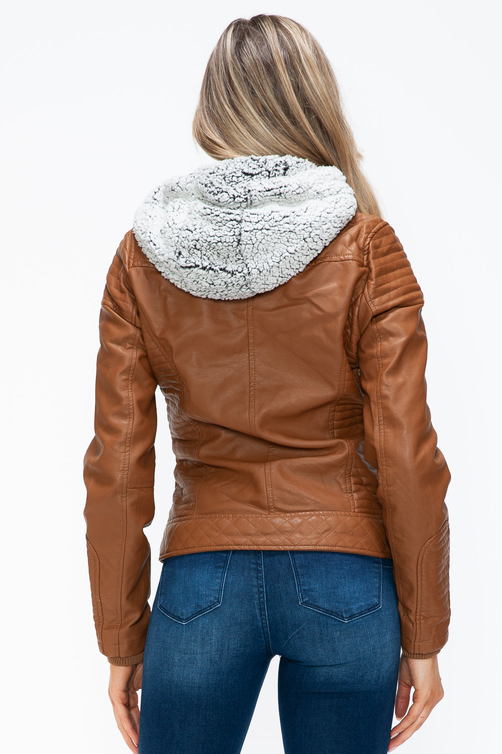 YMI Faux Layered Double-Zipper Jacket with Fuzzy Hood Tops/Jackets/Sweaters Clothing Tops Ship from USA TikTok Trendsi USPS Walmart YMI outerwear Trendsi https://www.cyberehub.com