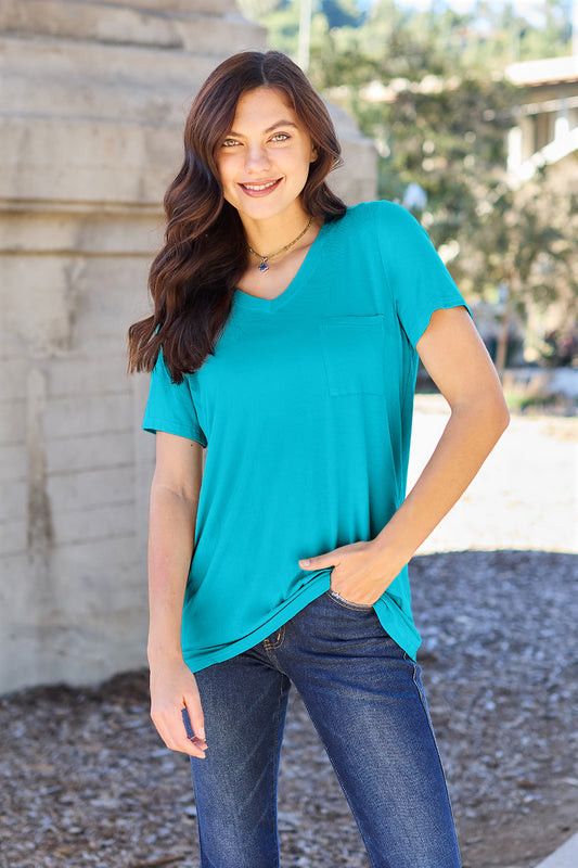 Basic Bae Full Size V-Neck Short Sleeve T-Shirt Sky Blue Apparel/Tops Basic Bae Ship from USA TikTok Tops Trendsi USPS Walmart Walmart Apparel Trendsi https://www.cyberehub.com