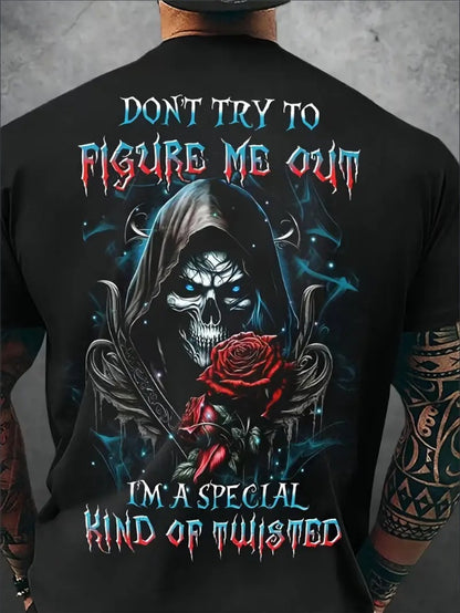 Mens Rose Graphic Print Short Sleeve Crew Neck T-Shirt - Soft Slight Stretch Polyester Blend, Regular Fit, Machine Washable, Weekend Casual Wear For Summer Outdoor Activities Apparel/Shirt/Graphic Shirt SNULLO https://www.cyberehub.com
