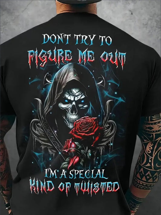 Mens Rose Graphic Print Short Sleeve Crew Neck T-Shirt - Soft Slight Stretch Polyester Blend, Regular Fit, Machine Washable, Weekend Casual Wear For Summer Outdoor Activities Apparel/Shirt/Graphic Shirt SNULLO https://www.cyberehub.com