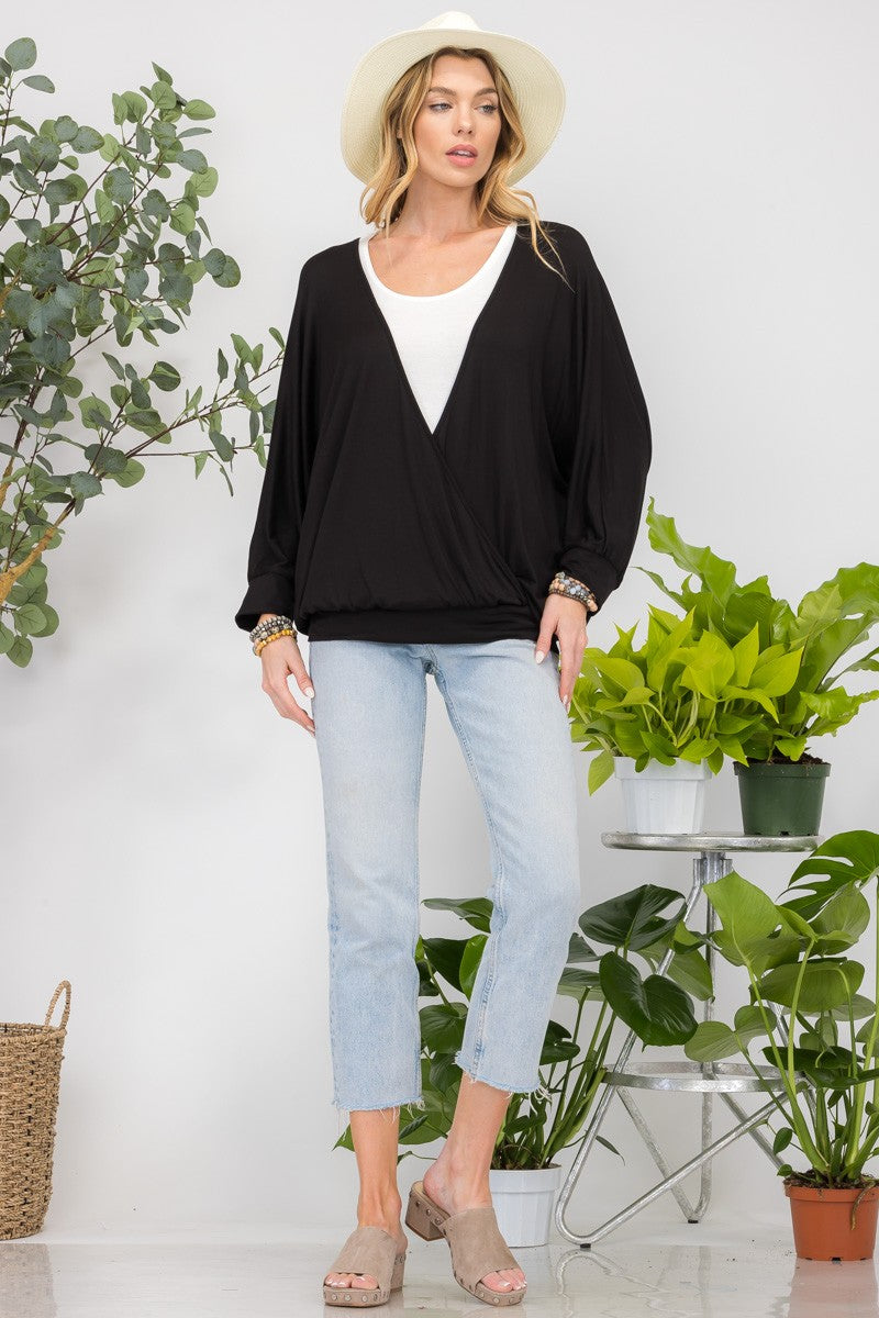 Celeste Full Size Contrast Round Neck Top with Two Layer Detail Apparel/Tops Celeste Ship from USA TikTok Tops Trendsi USPS Walmart Walmart Apparel Trendsi https://www.cyberehub.com