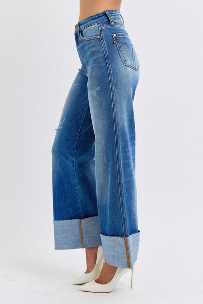 Judy Blue Full Size Distressed High Waist Wide Leg Jeans Apparel Apparel Judy Blue Ship from USA TikTok Trendsi Trendsi https://www.cyberehub.com