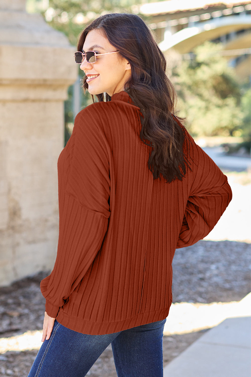 Basic Bae Full Size Ribbed Exposed Seam Mock Neck Knit Top Tops/Jackets/Sweaters Basic Bae Clothing Tops Ship from USA TikTok Trendsi USPS Walmart Trendsi https://www.cyberehub.com