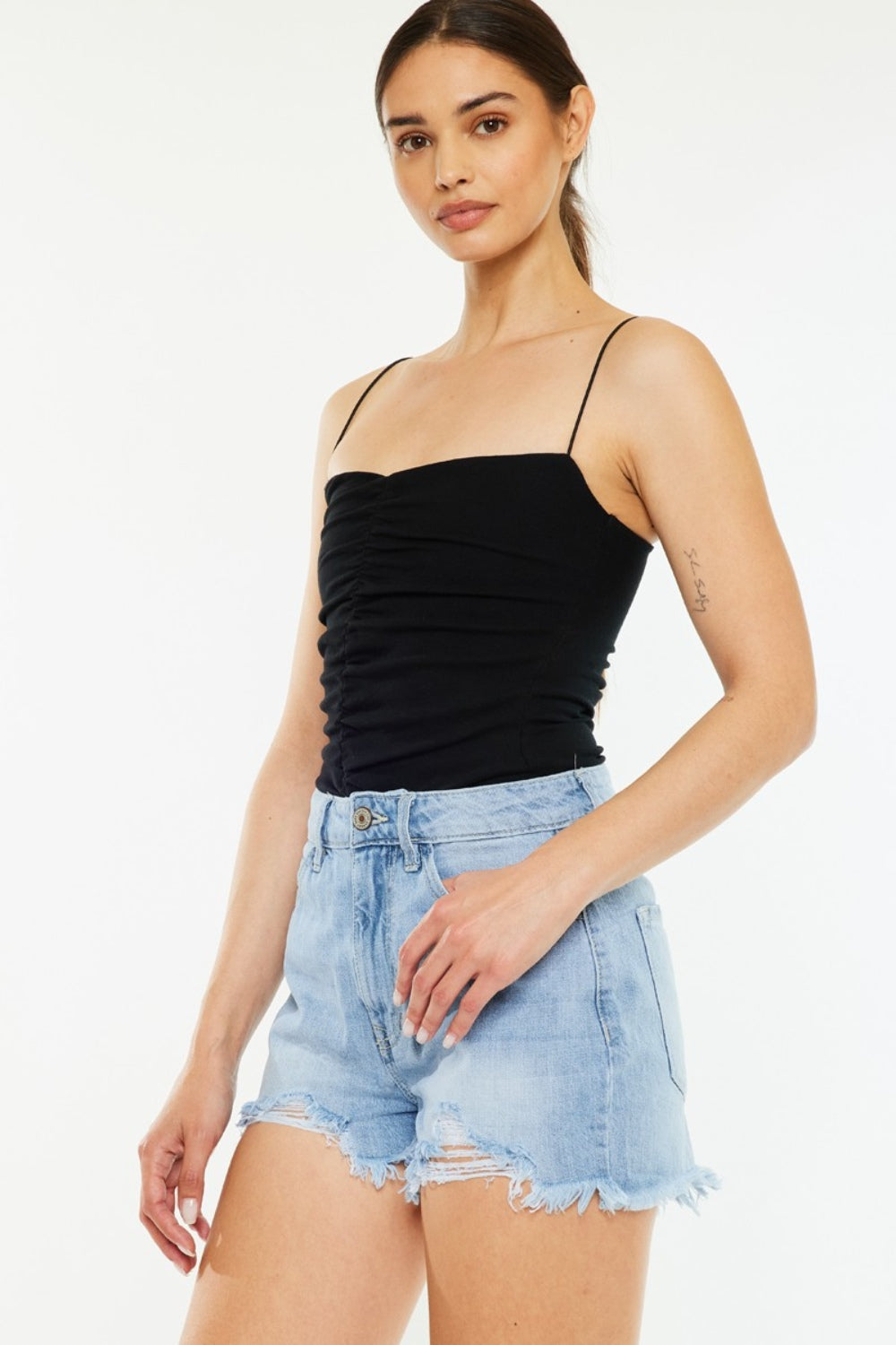 Kancan Raw Hem Distressed High Waist Denim Shorts Light Bottoms Bottoms Clothing Kancan Ship from USA Women Trendsi https://www.cyberehub.com