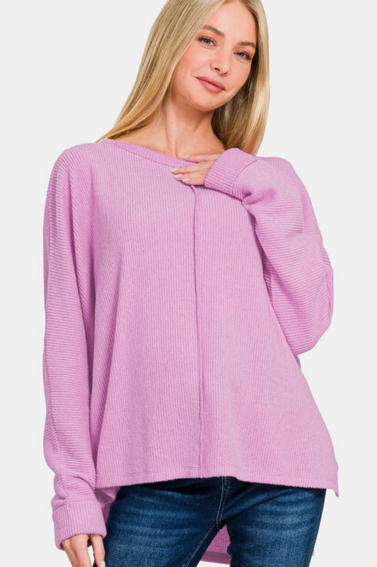 Zenana High-Low Side Slit Round Neck T-Shirt Apparel/Tops Ship from USA TikTok Tops Trendsi USPS Walmart Walmart Apparel Zenana Trendsi https://www.cyberehub.com