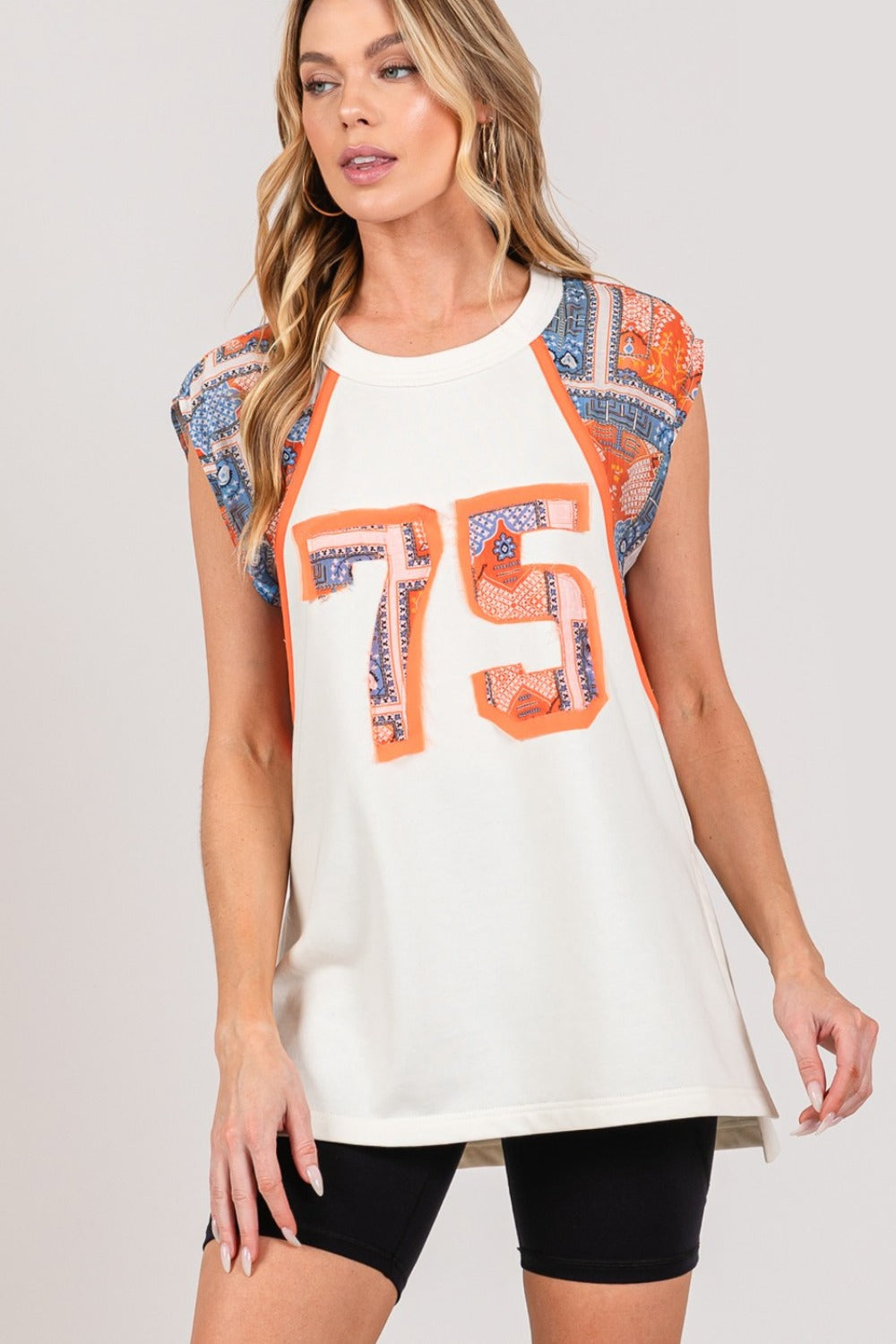 SAGE + FIG Patch Print Side Slit Sleeveless Top Tops/Jackets/Sweaters Clothing Tops SAGE+FIG Ship from USA TikTok Trendsi USPS Walmart Trendsi https://www.cyberehub.com