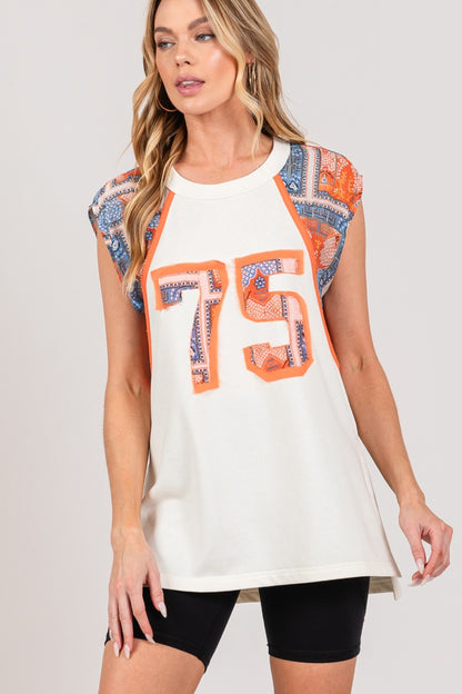 SAGE + FIG Patch Print Side Slit Sleeveless Top Tops/Jackets/Sweaters Clothing Tops SAGE+FIG Ship from USA TikTok Trendsi USPS Walmart Trendsi https://www.cyberehub.com
