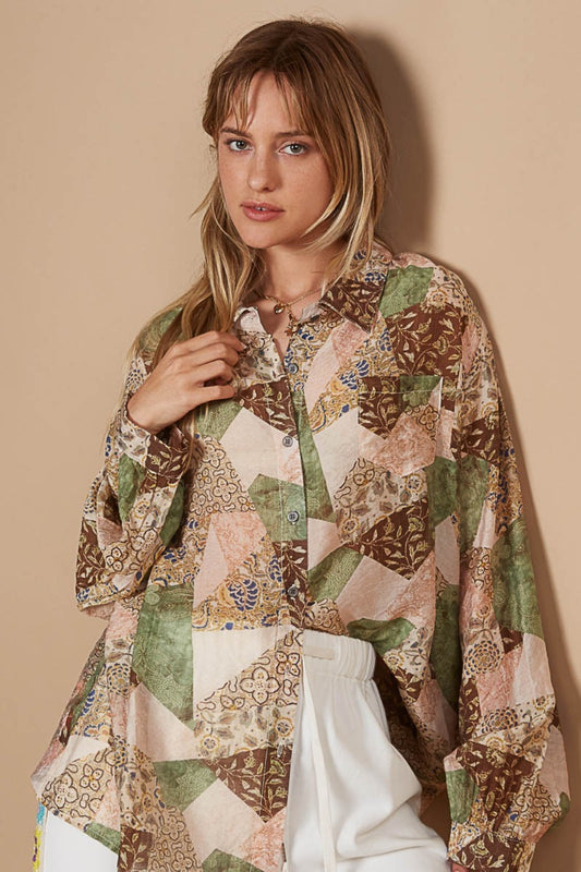 POL Button-Down Long Sleeve Printed Shirt Moss Charcoal Apparel/Tops POL Ship from USA TikTok Tops Trendsi USPS Walmart Walmart Apparel Trendsi https://www.cyberehub.com