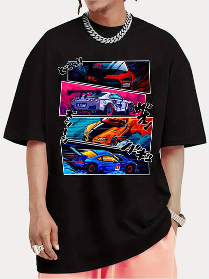 Men's Street Style Short Sleeved Round Neck T-shirt With Summer Outdoor Sports Car Pattern Print Apparel/Shirt/Graphic Shirt SNULLO https://www.cyberehub.com