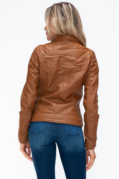 YMI Faux Layered Double-Zipper Jacket with Fuzzy Hood Tops/Jackets/Sweaters Clothing Tops Ship from USA TikTok Trendsi USPS Walmart YMI outerwear Trendsi https://www.cyberehub.com