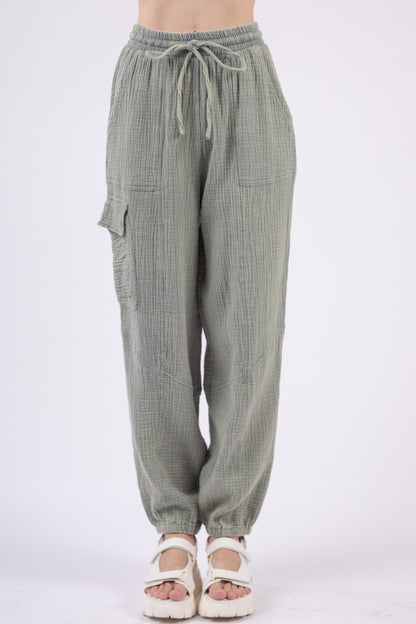 VERY J Washed Woven Crinkle Gauze Drawstring Pants Sage Bottoms Bottoms Clothing Ship from USA VERY J Women Trendsi https://www.cyberehub.com