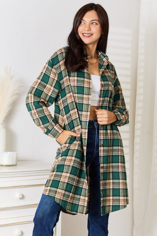 Mandy Plaid Collared Neck Long Sleeve Shirt Dark Green Apparel/Tops Doorbusters Mandy Ship from USA TikTok Tops Trendsi USPS Walmart Walmart Apparel Trendsi https://www.cyberehub.com