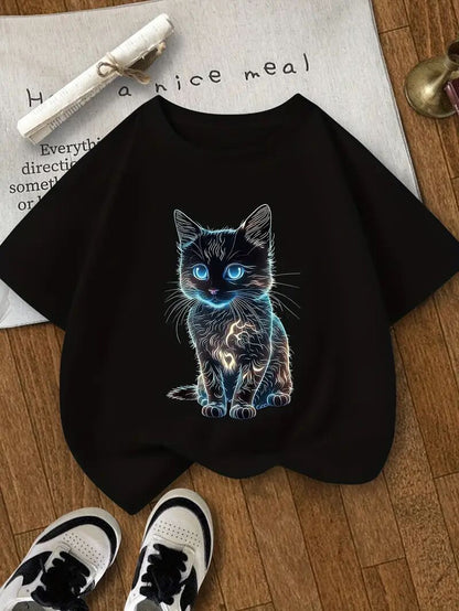 Men's Printed Short-sleeved T-shirt Black Apparel/Shirt/Graphic Shirt SNULLO https://www.cyberehub.com
