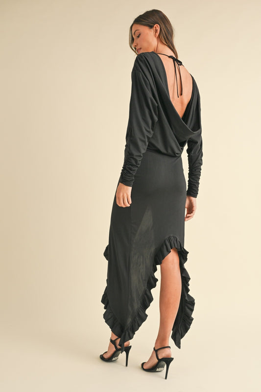 Mable Backless Asymmetric Ruffle Hem Dress Apparel/Dress Dress MABLE Ship from USA TikTok Trendsi USPS Walmart Walmart Apparel Trendsi https://www.cyberehub.com