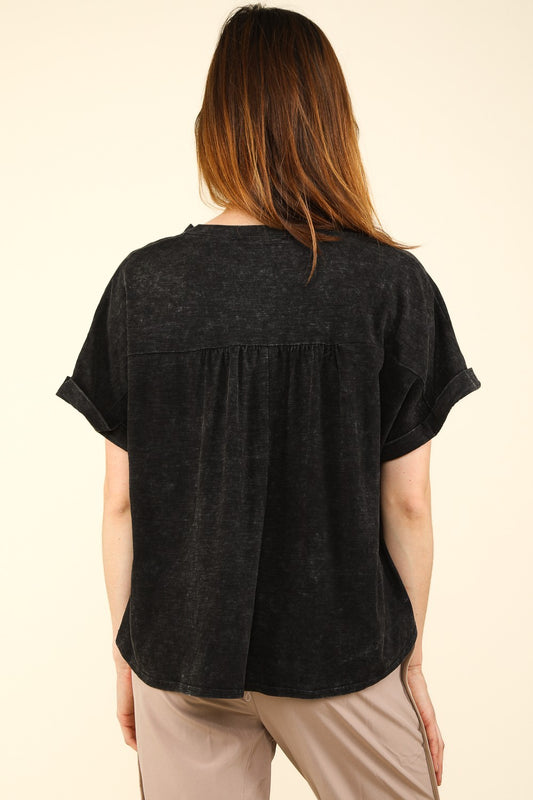 VERY J Nochted Short Sleeve Washed T-Shirt Tops/Jackets/Sweaters Clothing Tops Ship from USA TikTok Trendsi USPS VERY J Walmart Trendsi https://www.cyberehub.com