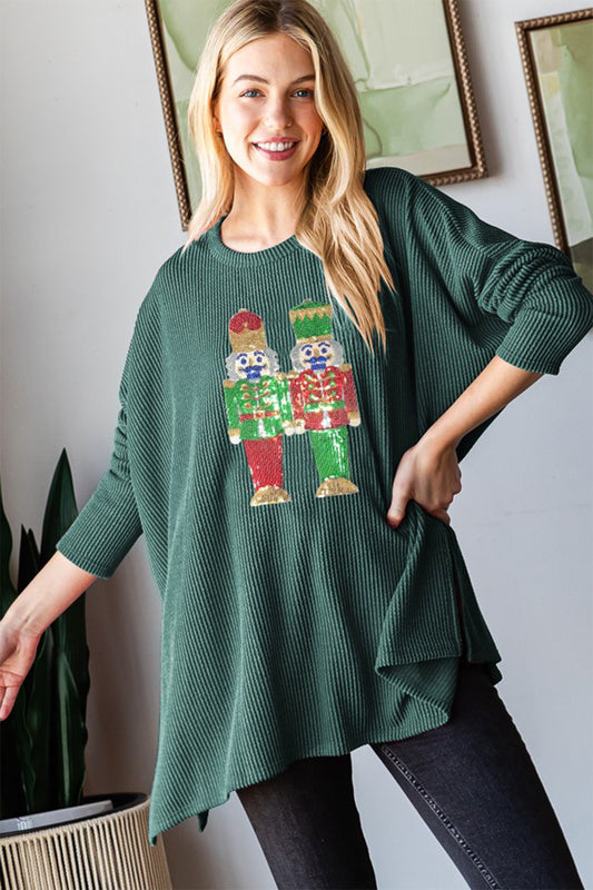 Heimish Sequin Nutcracker Long Sleeve Ribbed Top Hunter Green Tops/Jackets/Sweaters Clothing Tops Heimish Ship from USA TikTok Trendsi USPS Walmart Trendsi https://www.cyberehub.com