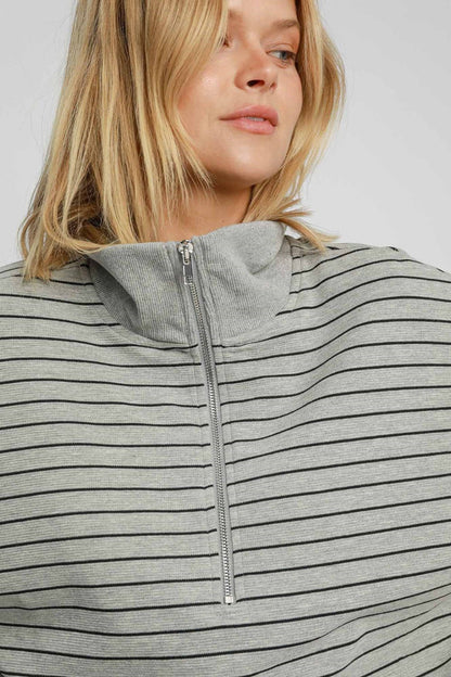Umgee Striped Half Zip Short Sleeve Sweatshirt Apparel/Tops Ship from USA TikTok Tops Trendsi Umgee USA USPS Walmart Walmart Apparel Trendsi https://www.cyberehub.com