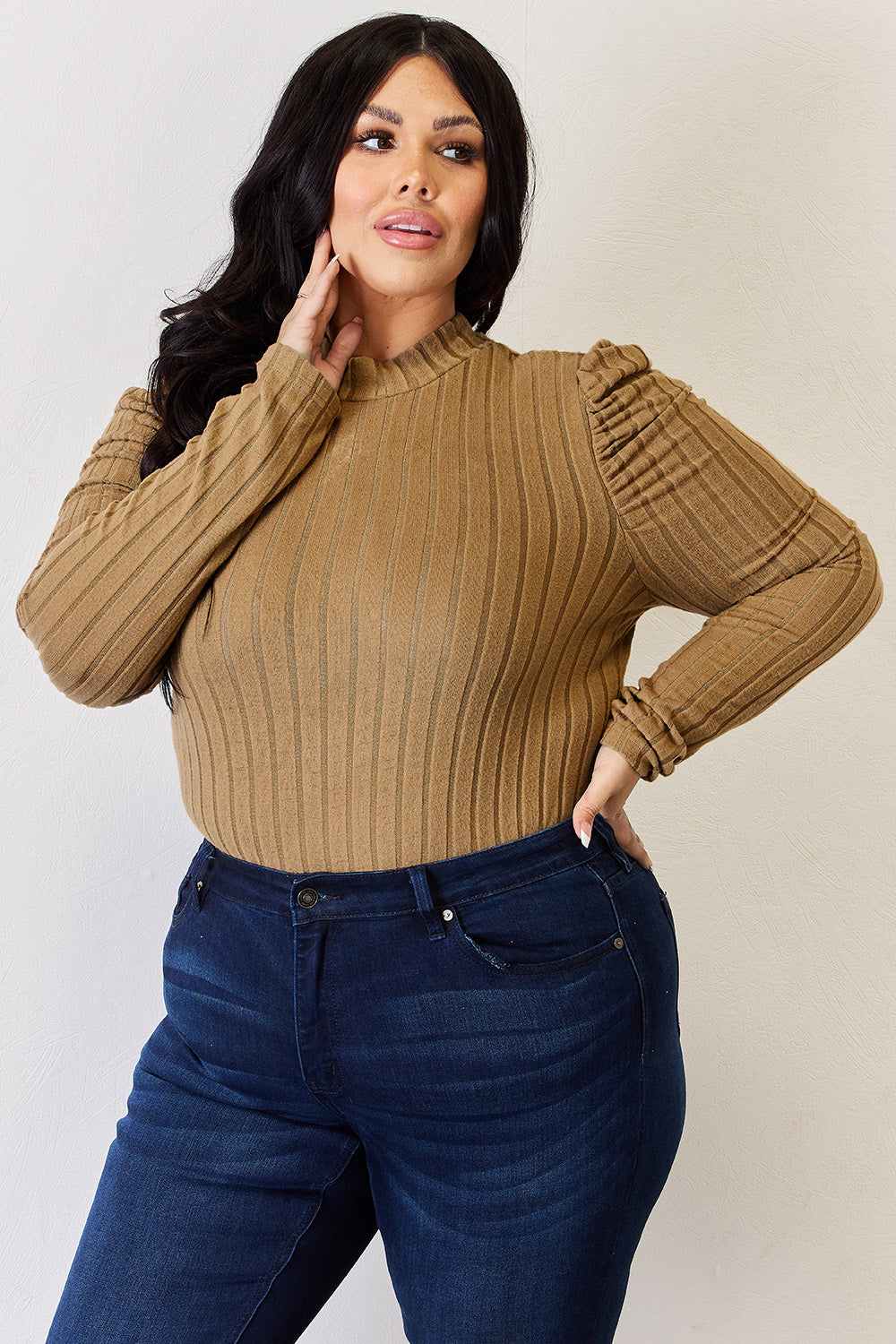 Basic Bae Full Size Ribbed Mock Neck Puff Sleeve T-Shirt Apparel/Tops Basic Bae Ship from USA TikTok Tops Trendsi USPS Walmart Walmart Apparel Trendsi https://www.cyberehub.com
