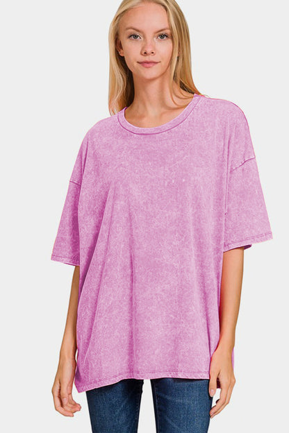 Zenana Full Size Washed Round Neck Drop Shoulder Oversized T-Shirt Apparel/Tops Ship from USA TikTok Tops Trendsi USPS Walmart Walmart Apparel Zenana Trendsi https://www.cyberehub.com