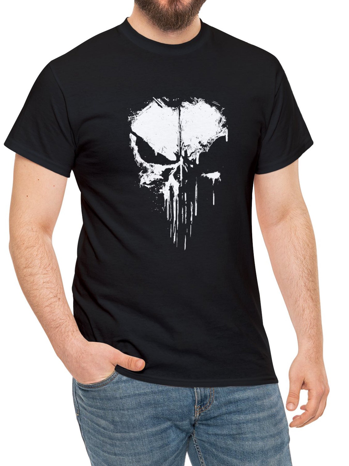 Men's Fashionable Skull Print Sports T-shirt, Summer Casual Elastic Round Neck T-shirt Apparel/Shirt/Graphic Shirt SNULLO https://www.cyberehub.com