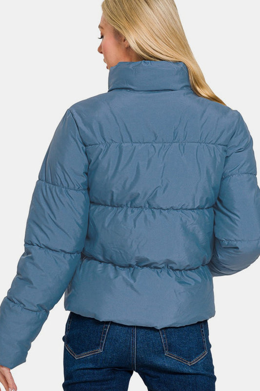 Zenana Zip Up Turtleneck Puffer Jacket with Pockets Tops/Jackets/Sweaters Clothing Tops Ship from USA TikTok Trendsi USPS Walmart Zenana Trendsi https://www.cyberehub.com