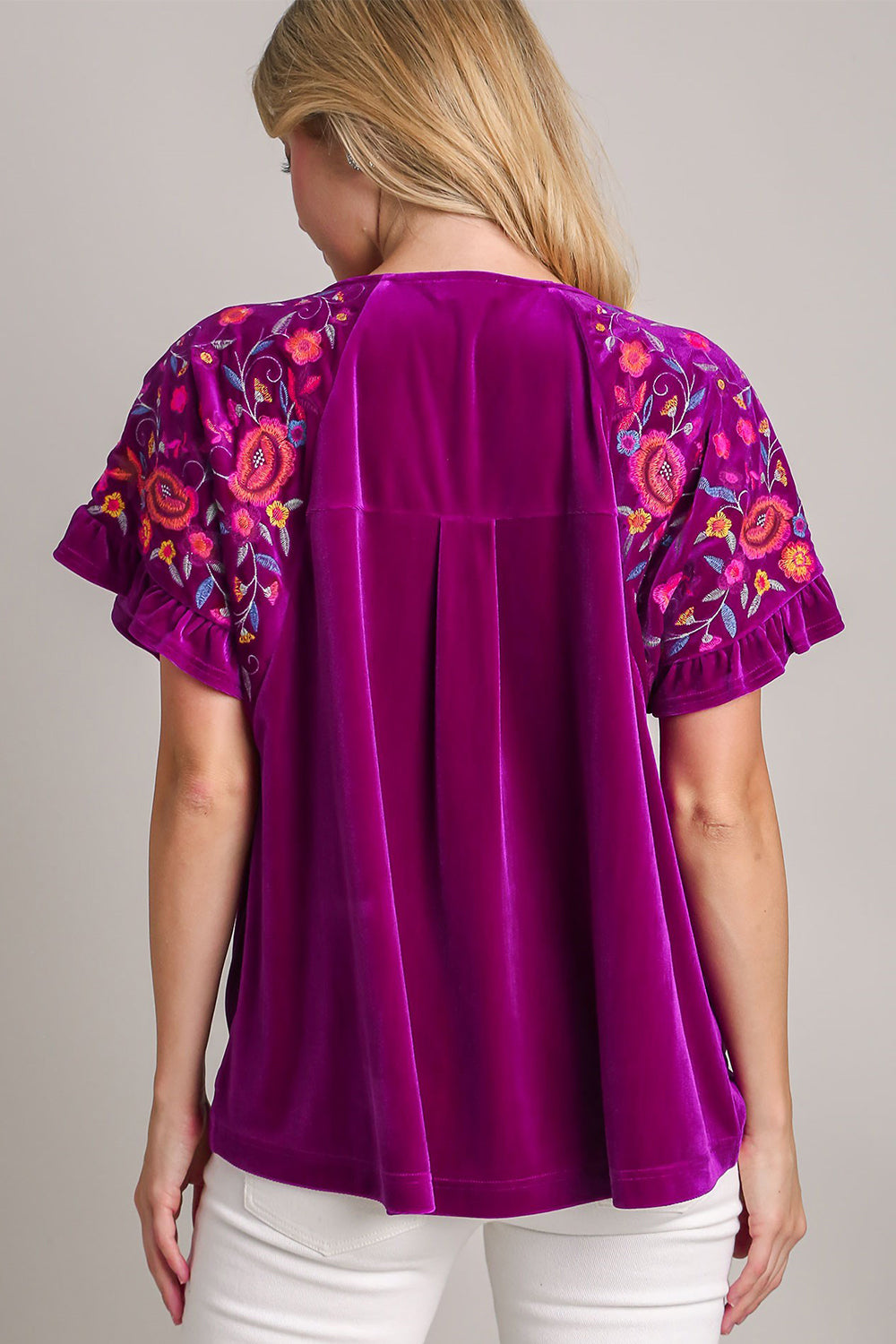 Umgee Full Size Velvet Embroidery Short Sleeve Blouse Apparel Apparel Ship from USA TikTok Trendsi Umgee USA Trendsi https://www.cyberehub.com