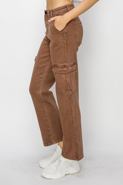 Risen Full Size High Rise Cargo Jeans Bottoms Bottoms Clothing Pants RISEN Ship from USA Women Trendsi https://www.cyberehub.com