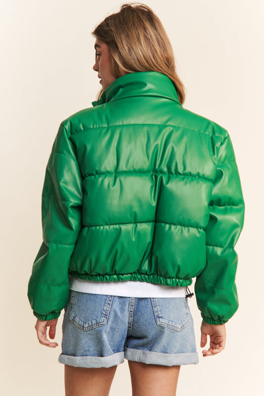 J.NNA Turtleneck Snap and Zipper Closure Crop Puff Jacket Shirt Apparel Clothing Tops J.NNA Ship from USA Shirts USA Women Trendsi https://www.cyberehub.com