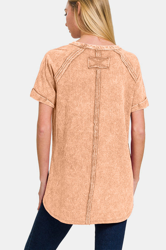 Zenana Heathered Round Neck Short Sleeve Top Apparel/Tops Ship from USA TikTok Tops Trendsi USPS Walmart Walmart Apparel Zenana Trendsi https://www.cyberehub.com