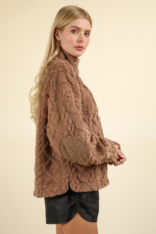 VERY J Fuzzy Fleece Half Zip Cable Pattern Sweatshirt Tops/Jackets/Sweaters Clothing Tops Ship from USA TikTok Trendsi USPS VERY J Walmart Trendsi https://www.cyberehub.com