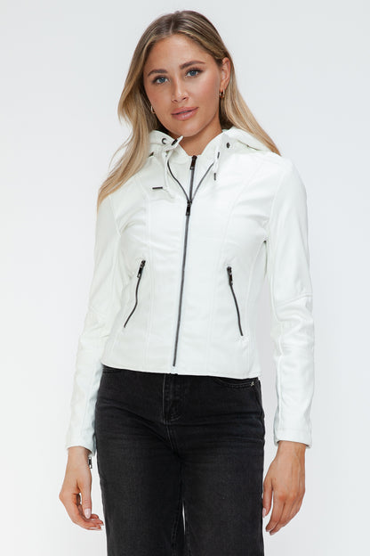 Snobbish Faux Leather Zip Up Drawstring Hooded Jacket Tops/Jackets/Sweaters Clothing Tops Ship from USA Snobbish TikTok Trendsi USPS Walmart Trendsi https://www.cyberehub.com