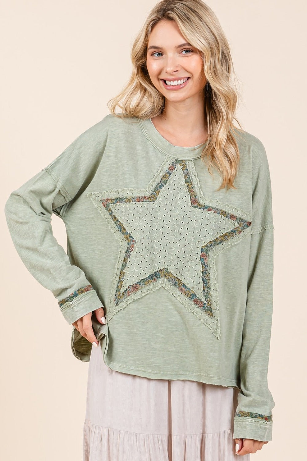 Mittoshop Mineral Wash Star Patch Long Sleeve T-Shirt Tops/Jackets/Sweaters Clothing Tops Mittoshop Ship from USA TikTok Trendsi USPS Walmart Trendsi https://www.cyberehub.com