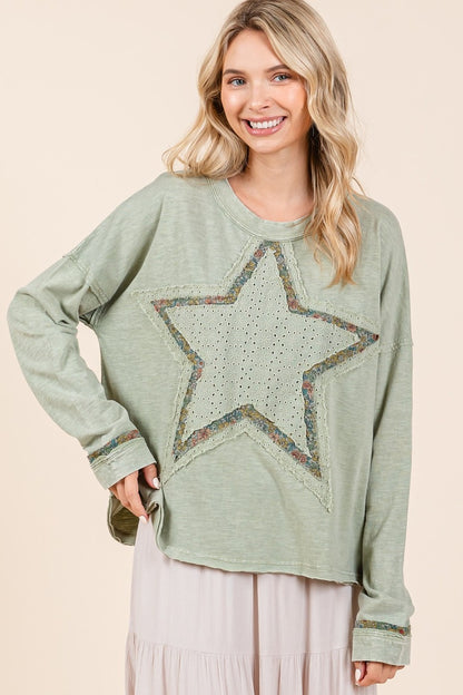 Mittoshop Mineral Wash Star Patch Long Sleeve T-Shirt Tops/Jackets/Sweaters Clothing Tops Mittoshop Ship from USA TikTok Trendsi USPS Walmart Trendsi https://www.cyberehub.com