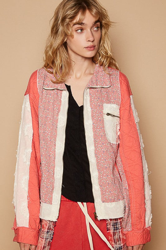 POL Floral Patchwork Zip Up Long Sleeve Jacket Apparel Apparel POL Ship from USA TikTok Trendsi Trendsi https://www.cyberehub.com