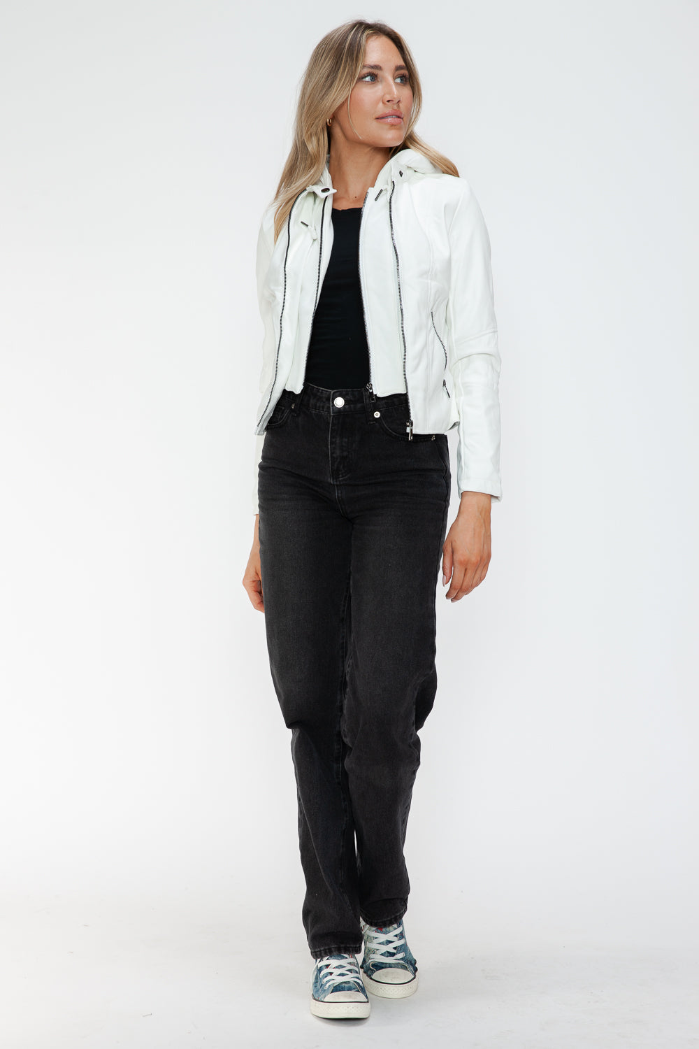 Snobbish Faux Leather Zip Up Drawstring Hooded Jacket Tops/Jackets/Sweaters Clothing Tops Ship from USA Snobbish TikTok Trendsi USPS Walmart Trendsi https://www.cyberehub.com
